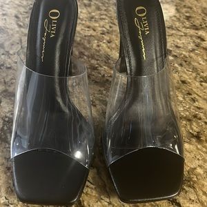 Size 8 dark clear heels and clear on top